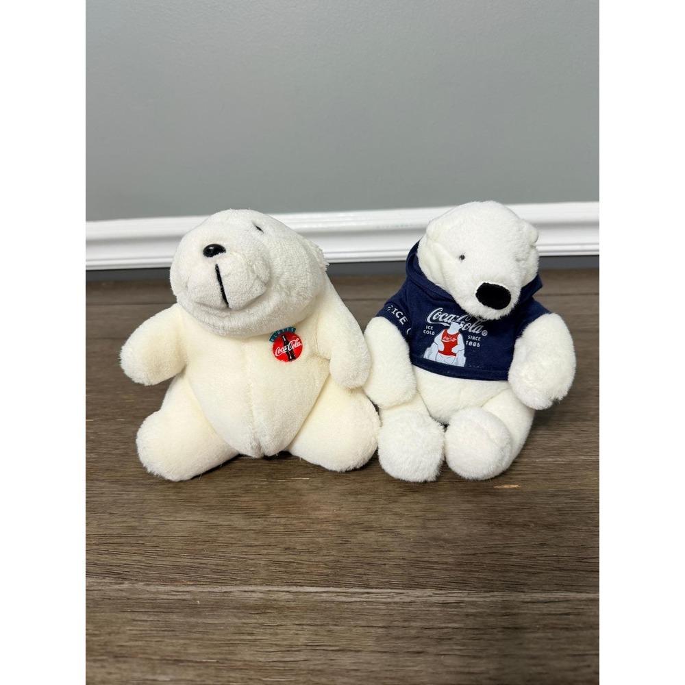Vintage 1993 Coca-Cola Polar Bear Plush Set of 2